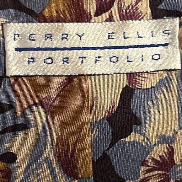 Perry Ellis Portfolio Italian 100% Silk Tie Hawaiian Luau Aloha Floral - Picture 4 of 4